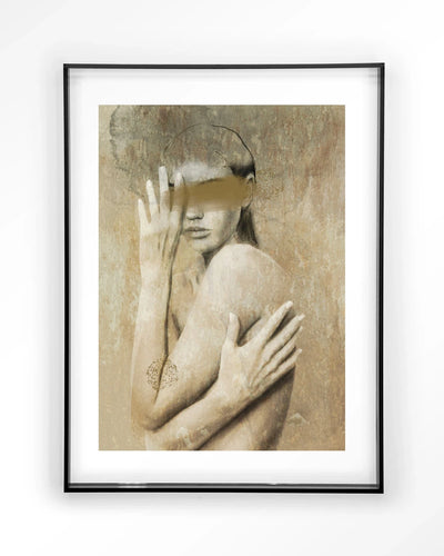 Moderne kunstprint "Touching Me" van Urban Cotton met acryl frame in zwart, wanddecoratie met abstracte kunst en glasdetails