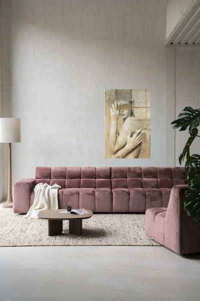 Modern kunstprint "Touching Me" van Urban Cotton, glas kunstwerk met abstract ontwerp en wanddecoratie op doek.