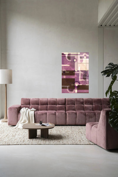 Moderne tribal kunstprint van Urban Cotton met glas en wandkleed, kleurrijk en abstract design voor muurdecoratie