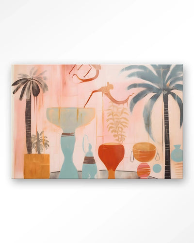 Kunstwerk Tunesian Samba van Urban Cotton, modern wanddecoratie met glasart en kunstprint voor op de muur