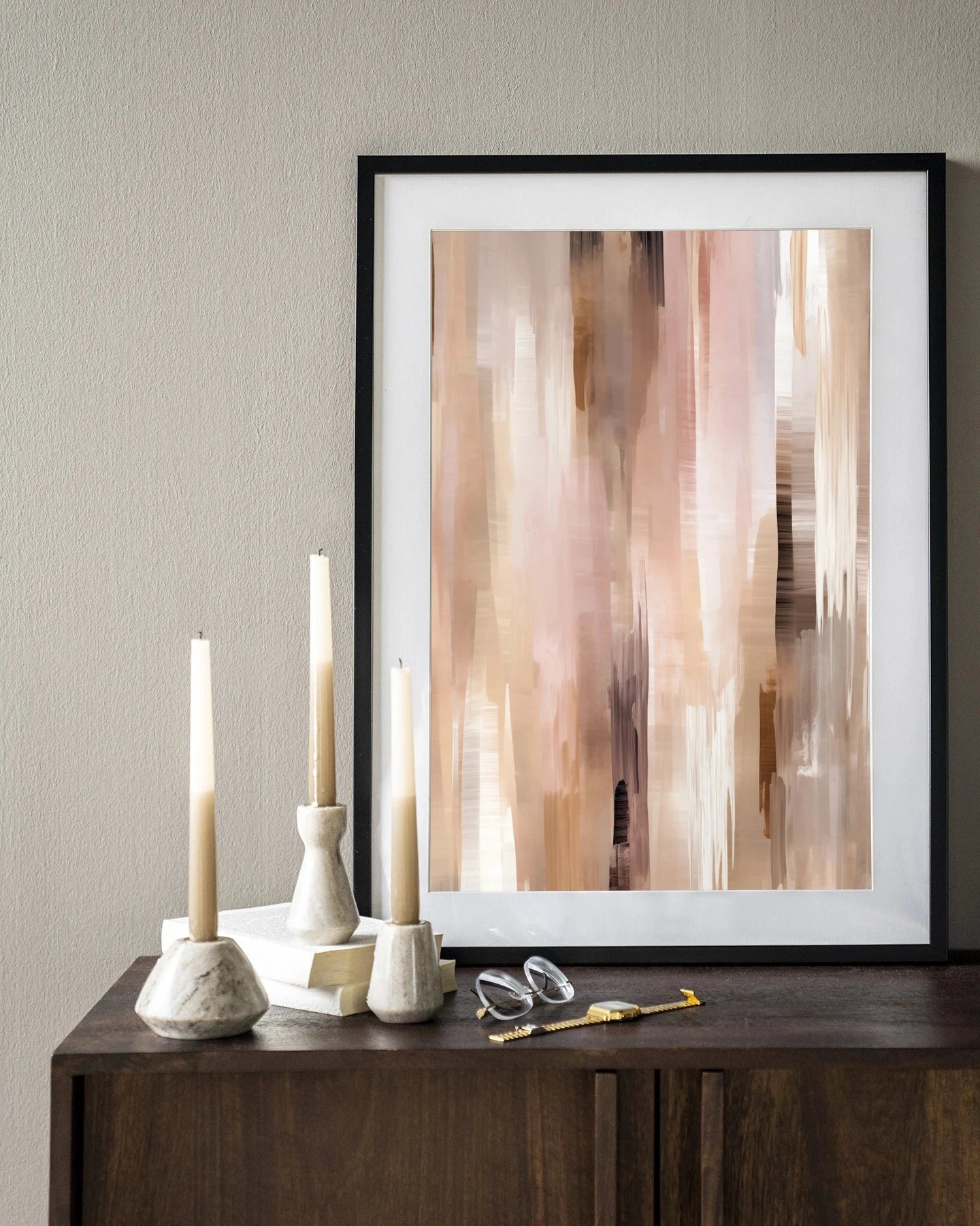 Moderne kunstprint van Vernazza in houten zwart frame, wanddecoratie met glas en textiel van Urban Cotton.