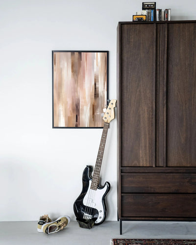 Urban Cotton Vernazza moderne wanddecoratie met zwart houten frame, kunstprint en glas voor stijlvolle interieuraccenten