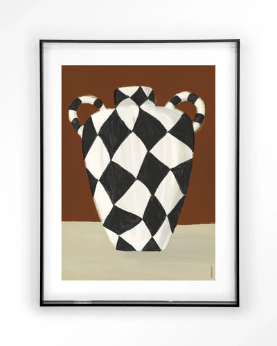 Moderne kunstprint van Vivid Vase 01 door Urban Cotton, met zwart acryl frame en glasdecoratie voor wanddecoratie.