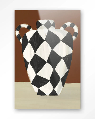 Moderne wanddecoratie met glasart en kunstprint van de Vivid Vase 01 door Urban Cotton, kleurrijk en artistiek ontwerp.
