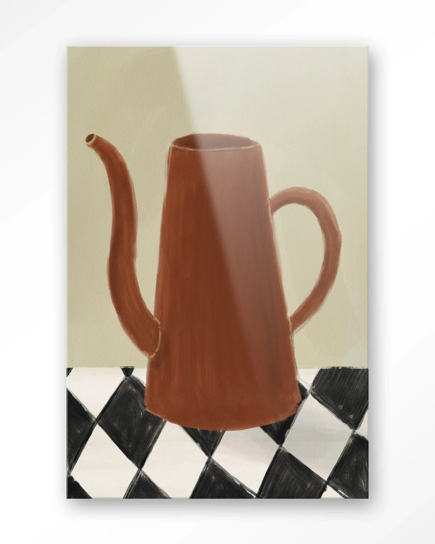 Moderne wanddecoratie met Vivid Vase 02 kunstprint, glas en wandkleed van Urban Cotton, kleurrijk en eigentijds ontwerp.