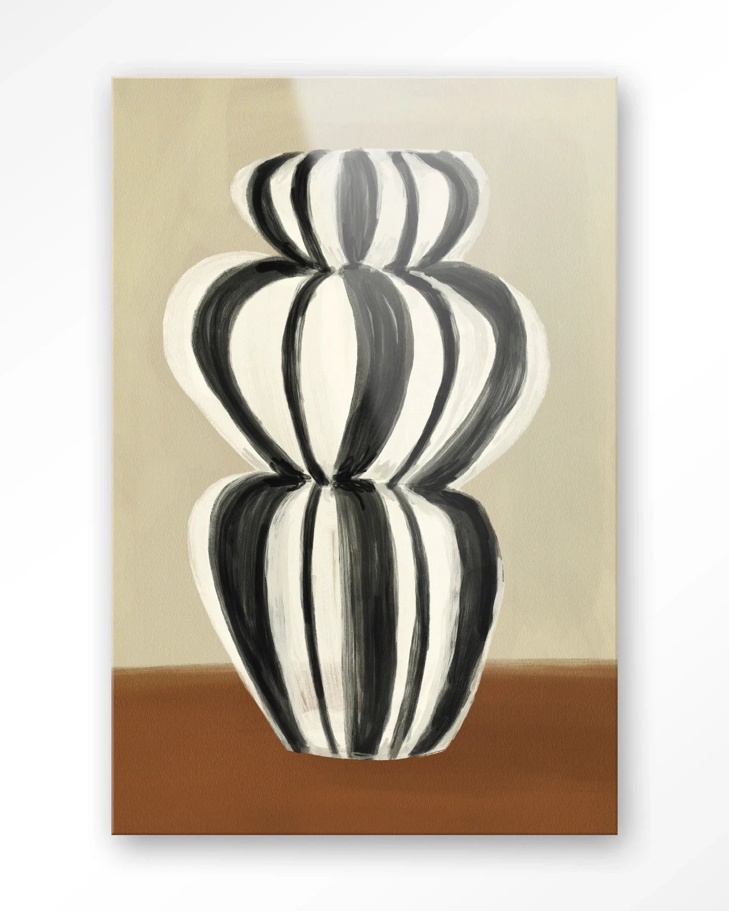 Moderne kunst van Urban Cotton: Vivid Vase 03 glaswanddecoratie met kleurrijk abstract design en glasdetails.