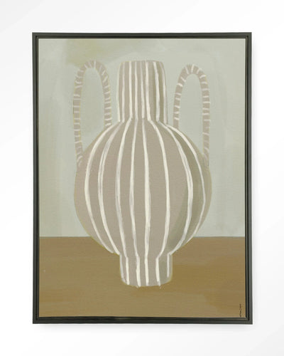 Moderne wanddecoratie met Vivid Vase 04 kunstprint, zwart glas en wandkleed, door Urban Cotton, abstract en artistiek ontwerp.