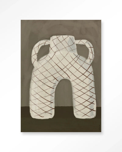 Moderne kunst 'Vivid Vase 05' wanddecoratie met glas art en wandkleed, Urban Cotton kunstwerk voor stijlvolle interieurversiering