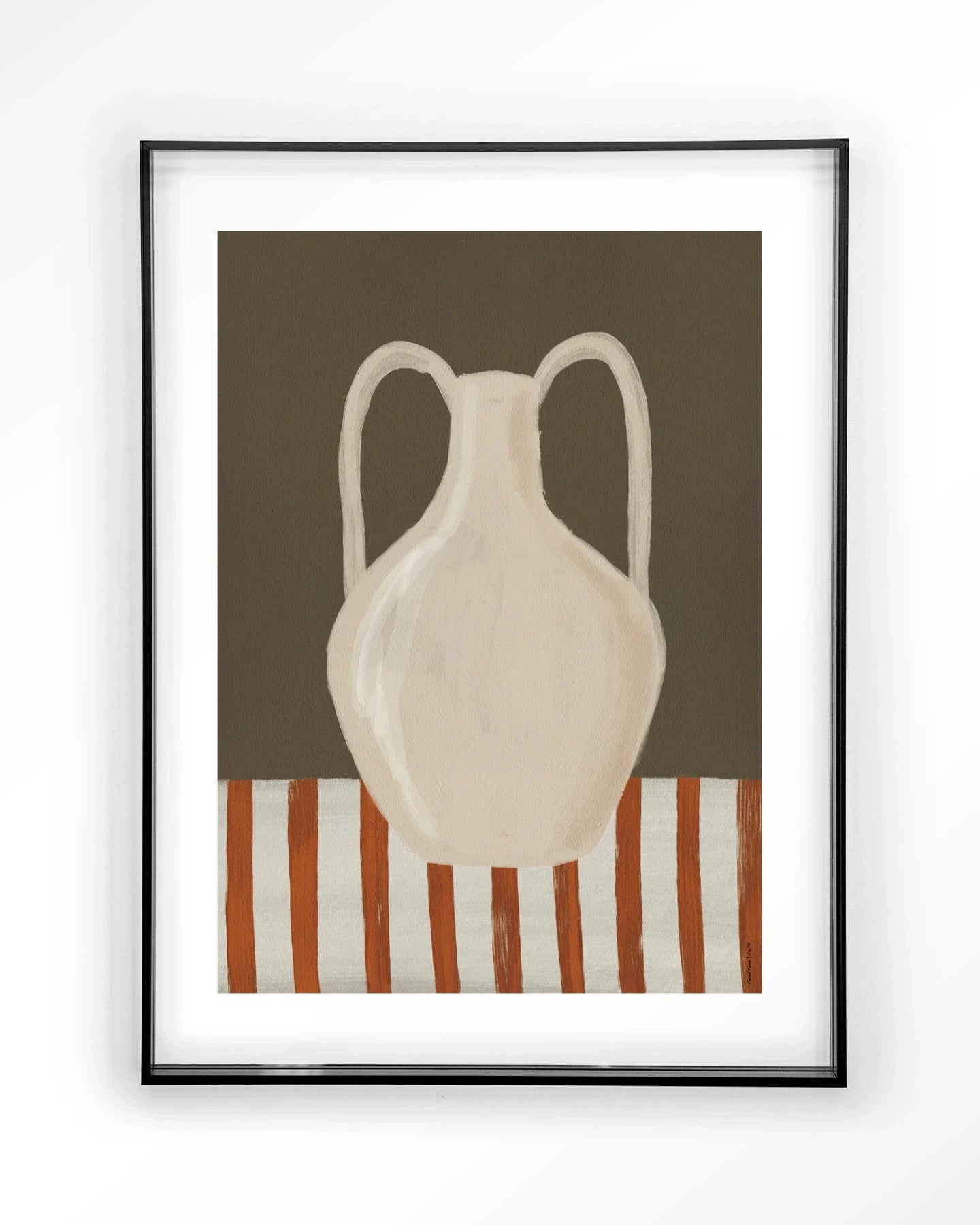 Moderne wanddecoratie met Vivid Vase 06 kunstprint van Urban Cotton, zwart acryl frame en glas, abstract design voor in huis.