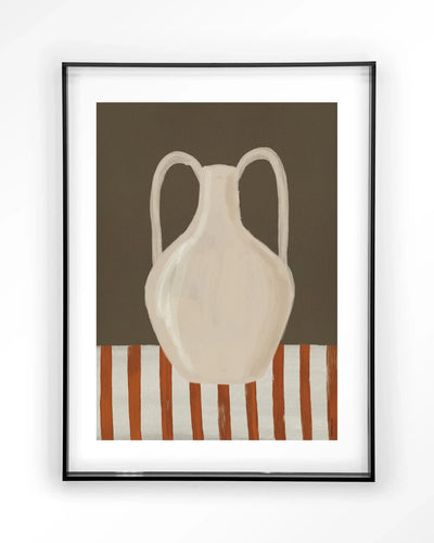 Moderne wanddecoratie met Vivid Vase 06 kunstprint van Urban Cotton, zwart acryl frame en glas, abstract design voor in huis.