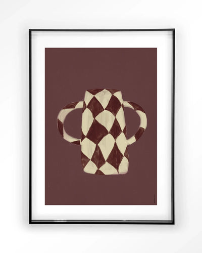 Moderne kunstprint Vivid Vase 07 door Urban Cotton met zwart acryl frame, wanddecoratie met glas en textielmateriaal