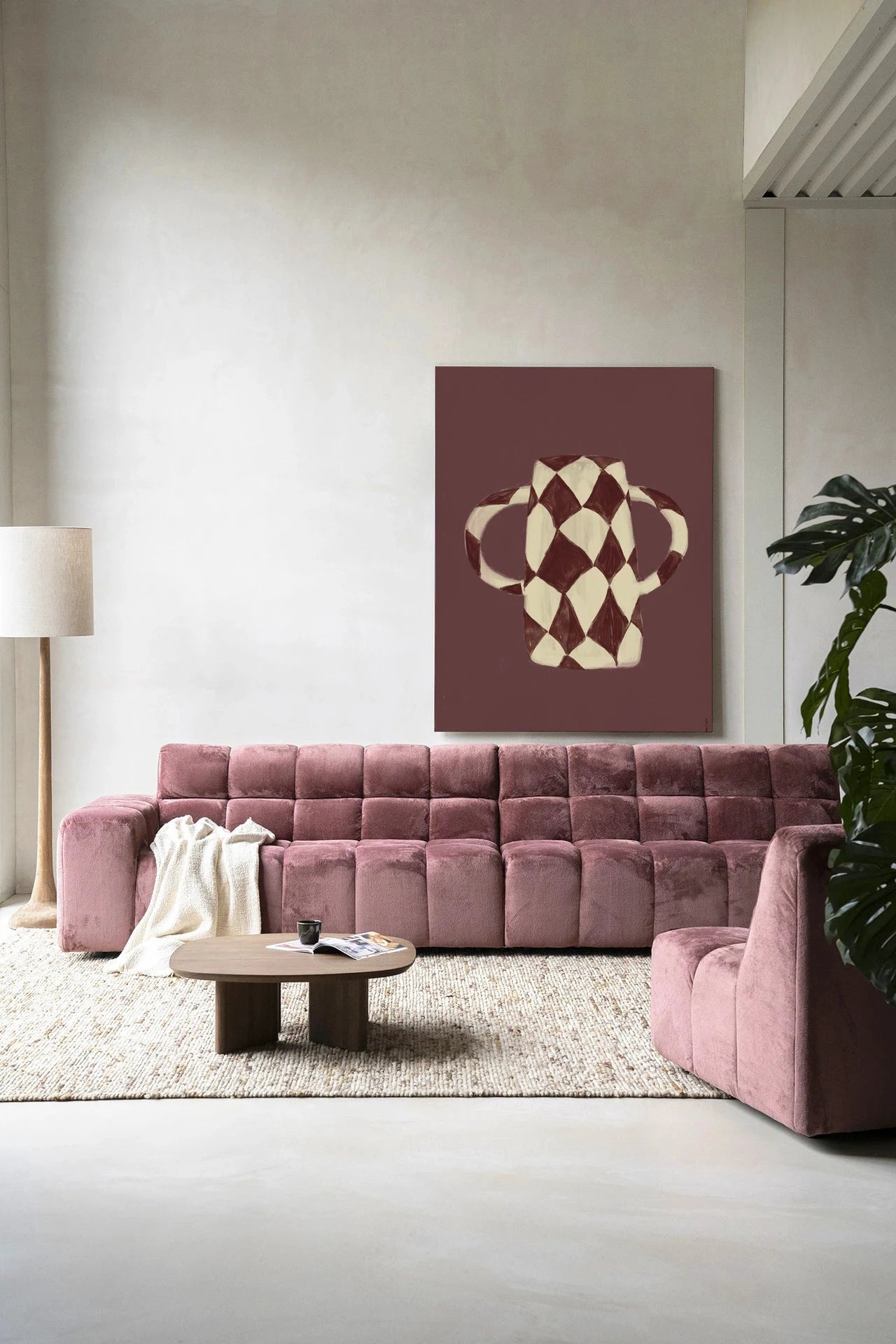 Moderne wanddecoratie van Urban Cotton met Vivid Vase 07 kunstprint, glas art en wandkleed met levendige kleuren en abstract ontwerp