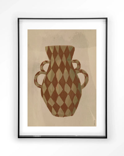 Moderne wanddecoratie met Vivid Vase 08 kunstprint van Urban Cotton, zwart frame en glas, abstract ontwerp voor in huis.