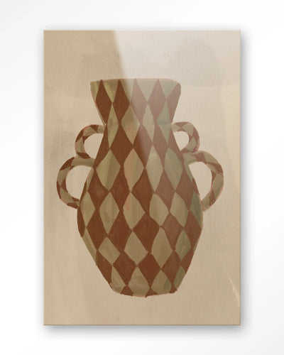 Moderne wanddecoratie met kleurrijke Vivid Vase 08 glaskunst en artprint, ontworpen door Urban Cotton.