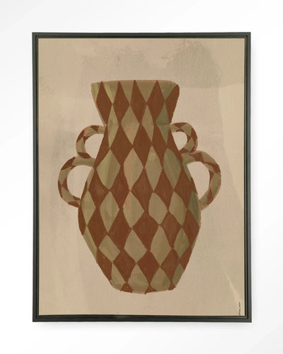 Moderne wanddecoratie met Vivid Vase 08 kunstprint en glasart in een zwart zwevend frame, door Urban Cotton.