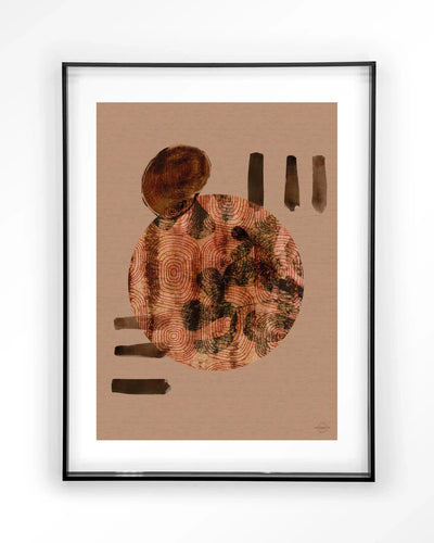Moderne Wabi-Sabi Lifelines kunstprint met zwart acrylframe, abstract glasart en wandkleed van Urban Cotton.