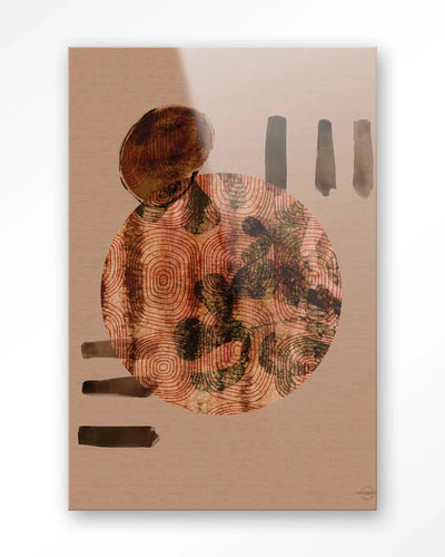 Modern kunstprint van Urban Cotton, Wabi-Sabi Lifelines glasdecoratie met abstracte lijnen en textuur voor muurdecoratie.