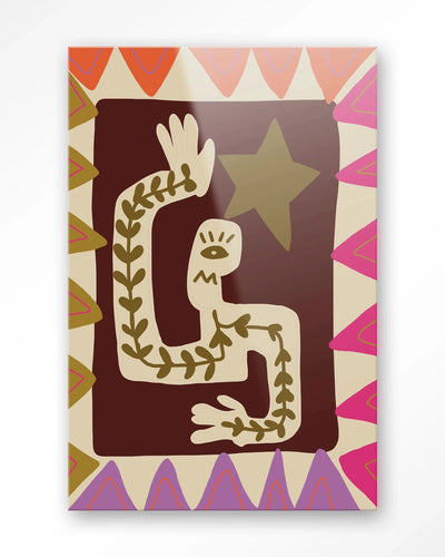Moderne wanddecoratie van Urban Cotton met glas kunstwerk en artprint met golvende golven in koele tinten.