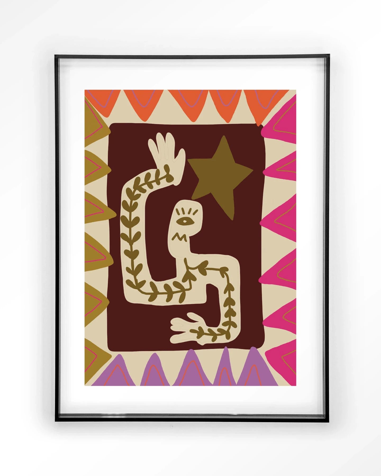 Modern wave kunstprint van Urban Cotton, ingelijst in zwart acryl, geschikt als wanddecoratie voor een eigentijdse uitstraling.