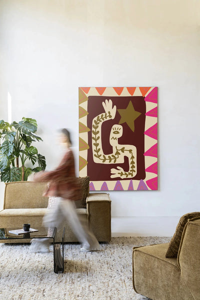 Modern wanddecoratie kunst van Urban Cotton, inclusief artprint, glas art en wandkleed met wave ontwerp in een frame