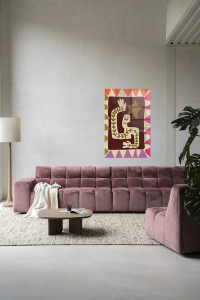 Moderne wanddecoratie van Urban Cotton met glaskunst en kunstprint met golvende wave-design voor een stijlvolle muurversiering