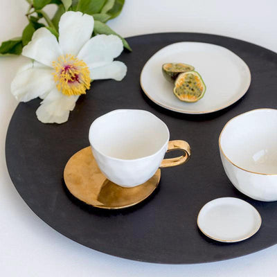 Good Morning bord Ø14 cm - goud (set van 4) by Urban Nature Culture