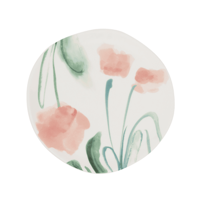 Good Morning bord Ø17 cm - Wit / bloemen (set van 4) by Urban Nature Culture
