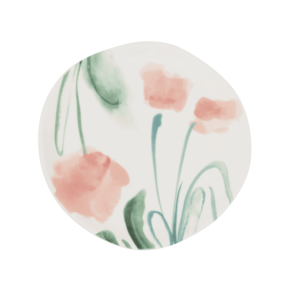 Good Morning bord Ø17 cm - Wit / bloemen (set van 4) by Urban Nature Culture