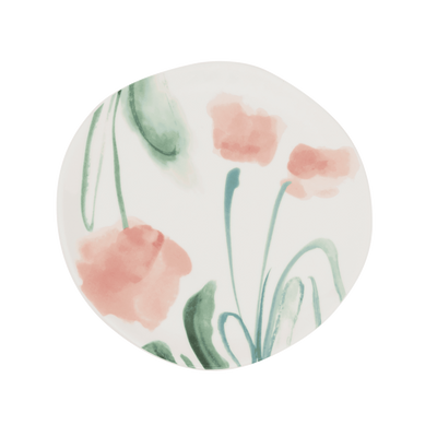 Good Morning bord Ø17 cm - Wit / bloemen (set van 4) by Urban Nature Culture