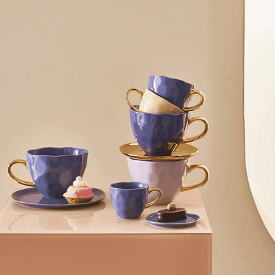 Good Morning bord Ø9 cm - Paars Blauw (set van 4) by Urban Nature Culture