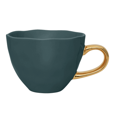 Good Morning kop Cappuccino / Thee Ø11 cm - Blauw Groen (set van 4) by Urban Nature Culture