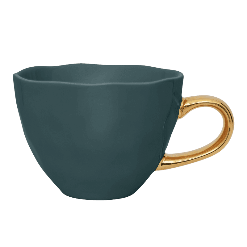 Good Morning kop Cappuccino / Thee Ø11 cm - Blauw Groen (set van 4) - depauwwonen