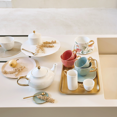 Good Morning kop Cappuccino / Thee Ø11 cm - Brandied Apricot (set van 4) by Urban Nature Culture
