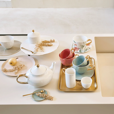 Good Morning kop Cappuccino / Thee Ø11 cm - Brandied Apricot (set van 4) by Urban Nature Culture