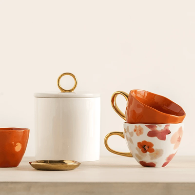 Good Morning kop Cappuccino / Thee Ø11 cm - Burnt Orange (set van 4) by Urban Nature Culture
