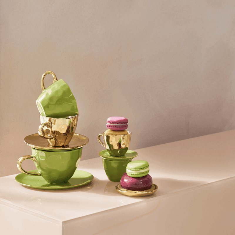 Good Morning kop Cappuccino / Thee Ø11 cm - Ever Green Sprig (set van 4) - depauwwonen