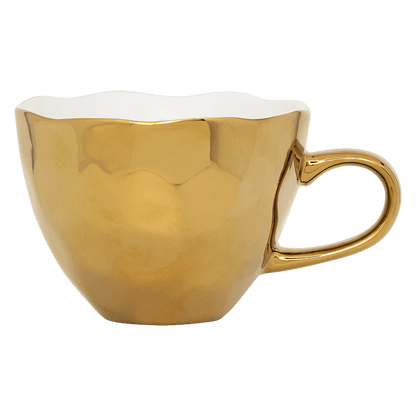 Good Morning kop Cappuccino / Thee Ø11 cm - Goud (set van 4) - depauwwonen