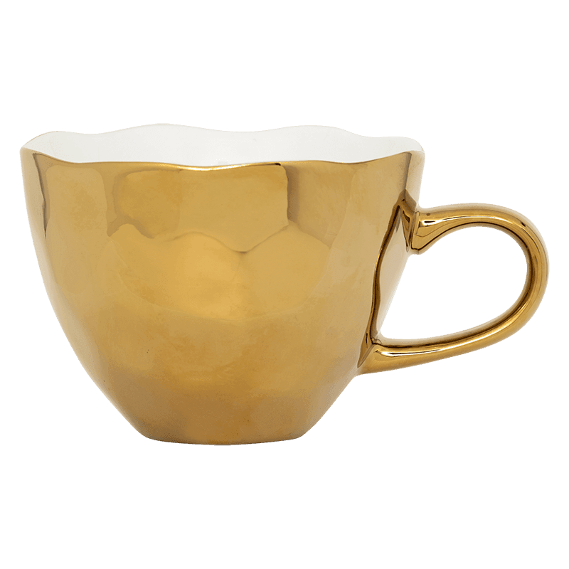 Good Morning kop Cappuccino / Thee Ø11 cm - Goud (set van 4) - depauwwonen