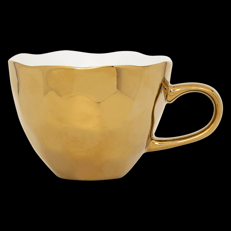 Good Morning kop Cappuccino / Thee Ø11 cm - Goud (set van 4) - depauwwonen