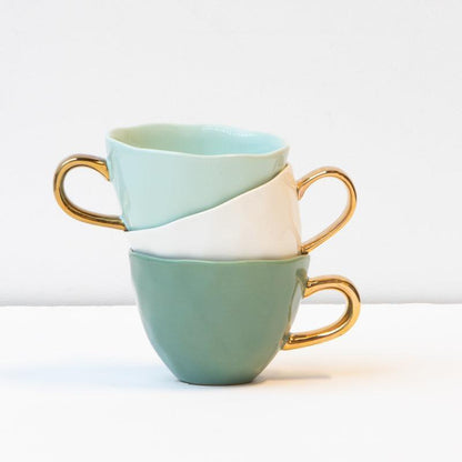 Good Morning kop Cappuccino / Thee Ø11 cm - Jade Glans (set van 4) - depauwwonen