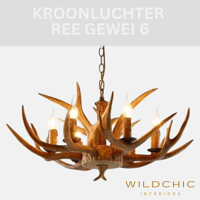 Kroonluchter Ree Gewei | 6 lichts by Wild'nChic