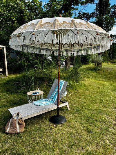 Parasol Bali Nusa Penida | Crème/Goud 250cm by Wild'nChic