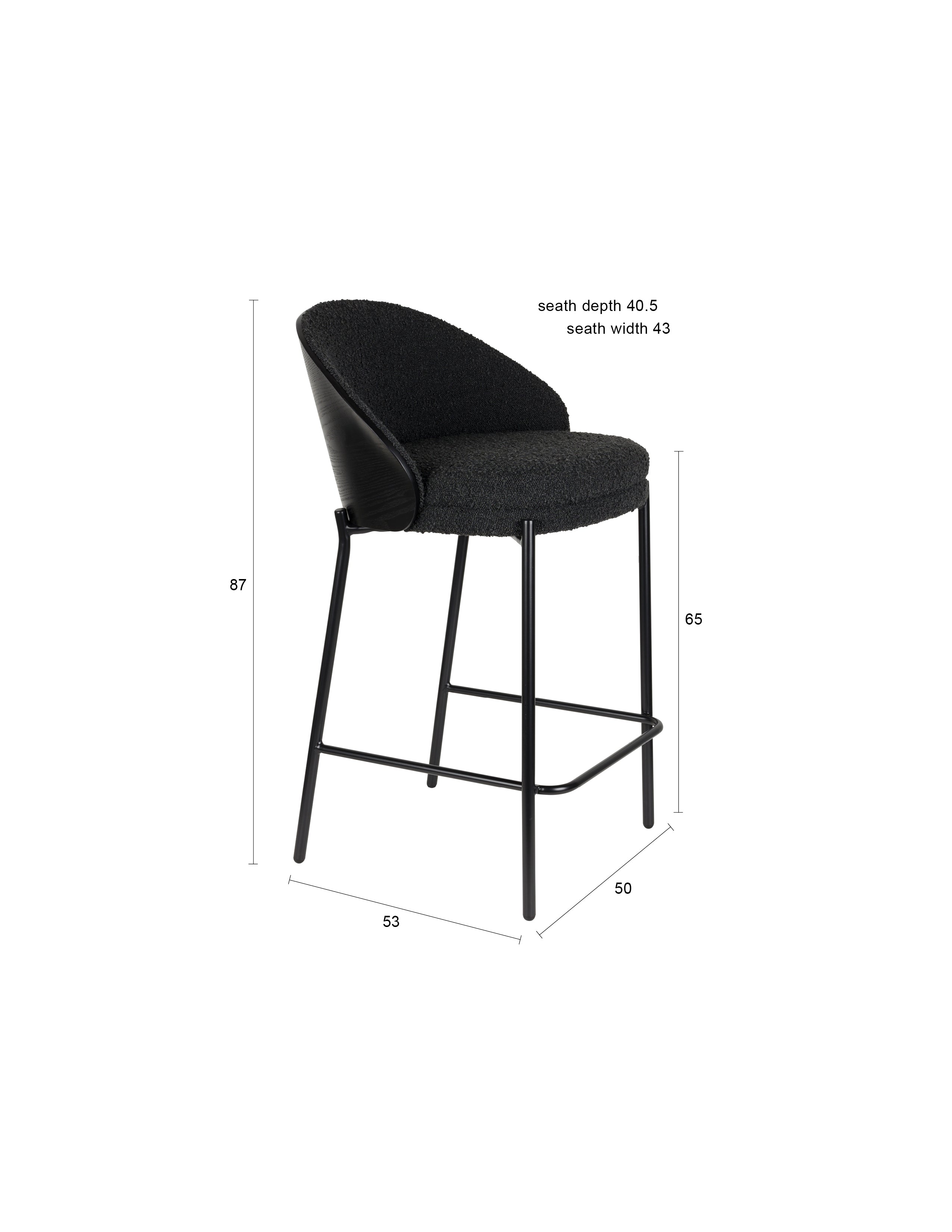 Counter Chair Rodin BouclÃ© Black
